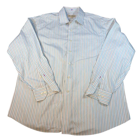Tommy Bahama Other - Tommy Bahamas mens blue gray stripe long sleeve button up shirt Size 16.5, 34-35